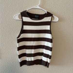 Brown and White Striped Sweater Vest